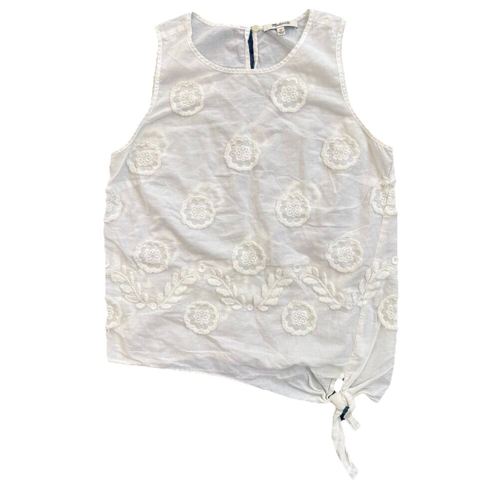 Madewell Women’s Cotton Sleeveless Textured Summer Blouse White Women’s Size Xs